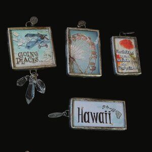 Retired Jewel Kade Travel & Adventure Double-Sided Glass Charms